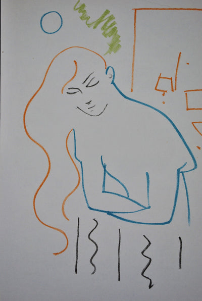 Jean COCTEAU : Jeune femme au balco, Lithographie originale (photo de détail 2) - Crédit photo : Galerie Art.Paris