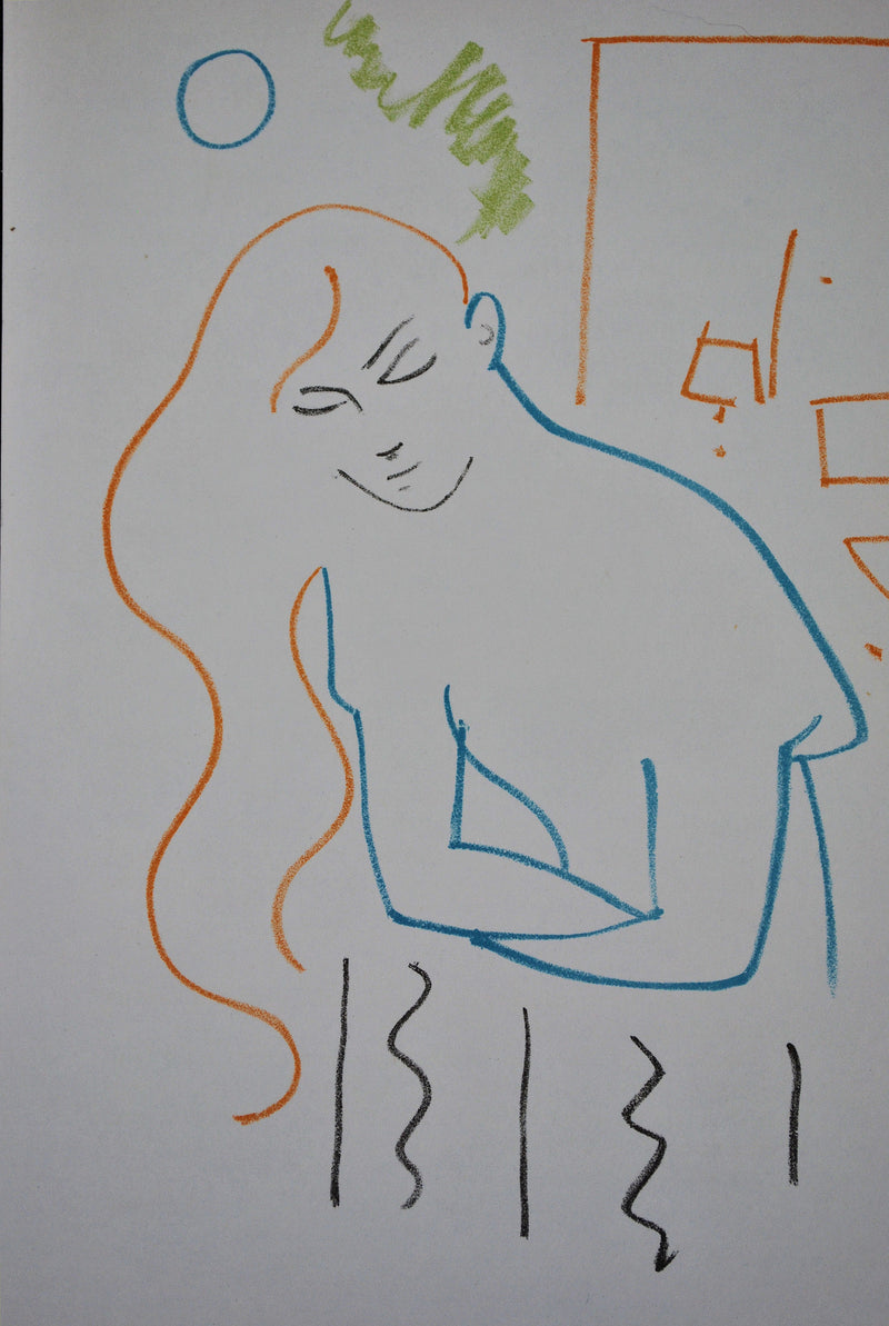 Jean COCTEAU : Jeune femme au balco, Lithographie originale (photo de détail 2) - Crédit photo : Galerie Art.Paris