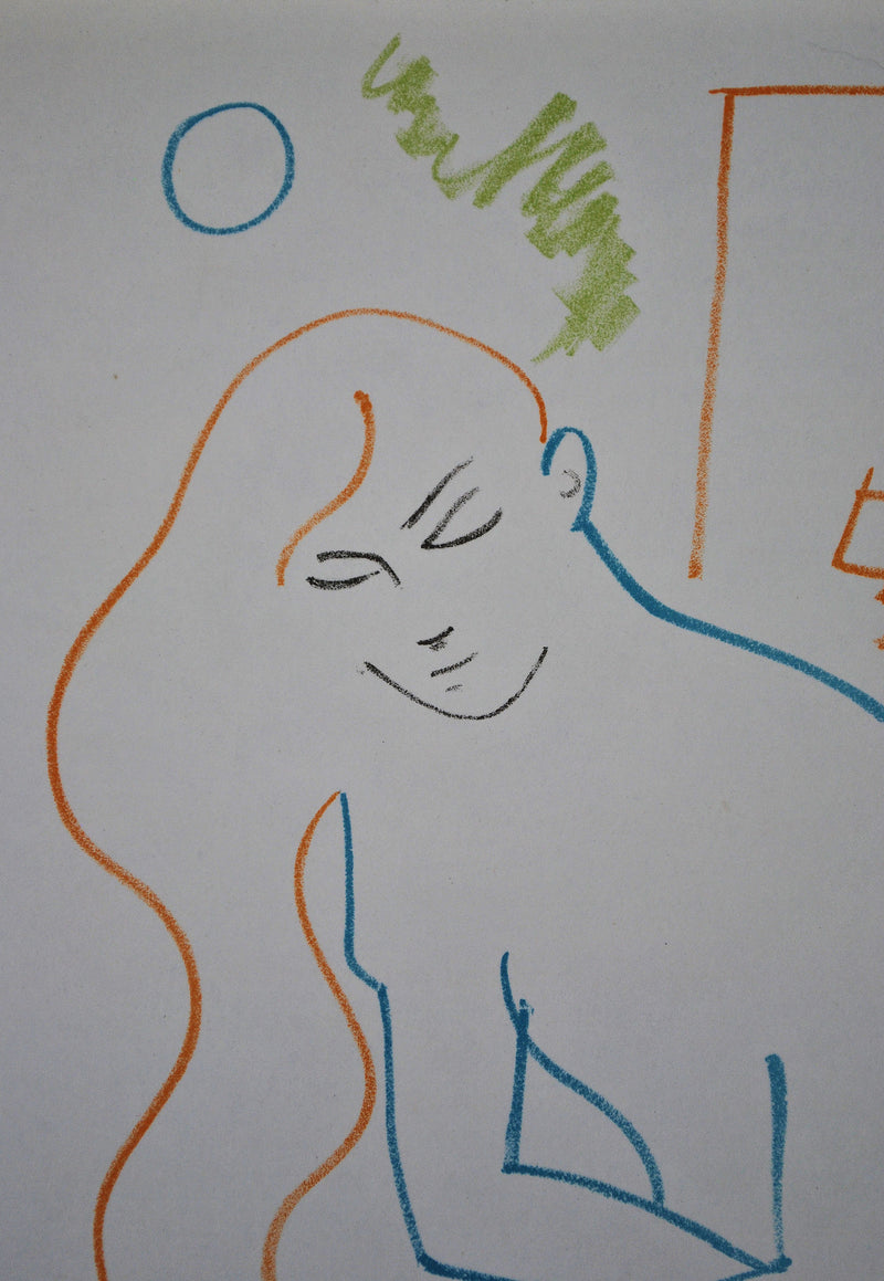 Jean COCTEAU : Jeune femme au balco, Lithographie originale (photo de détail 3) - Crédit photo : Galerie Art.Paris