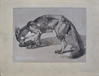 Mathurin MEHEUT : Le Renard et sa proie, Lithographie originale (vue générale) - Crédit photo : Galerie Art.Paris