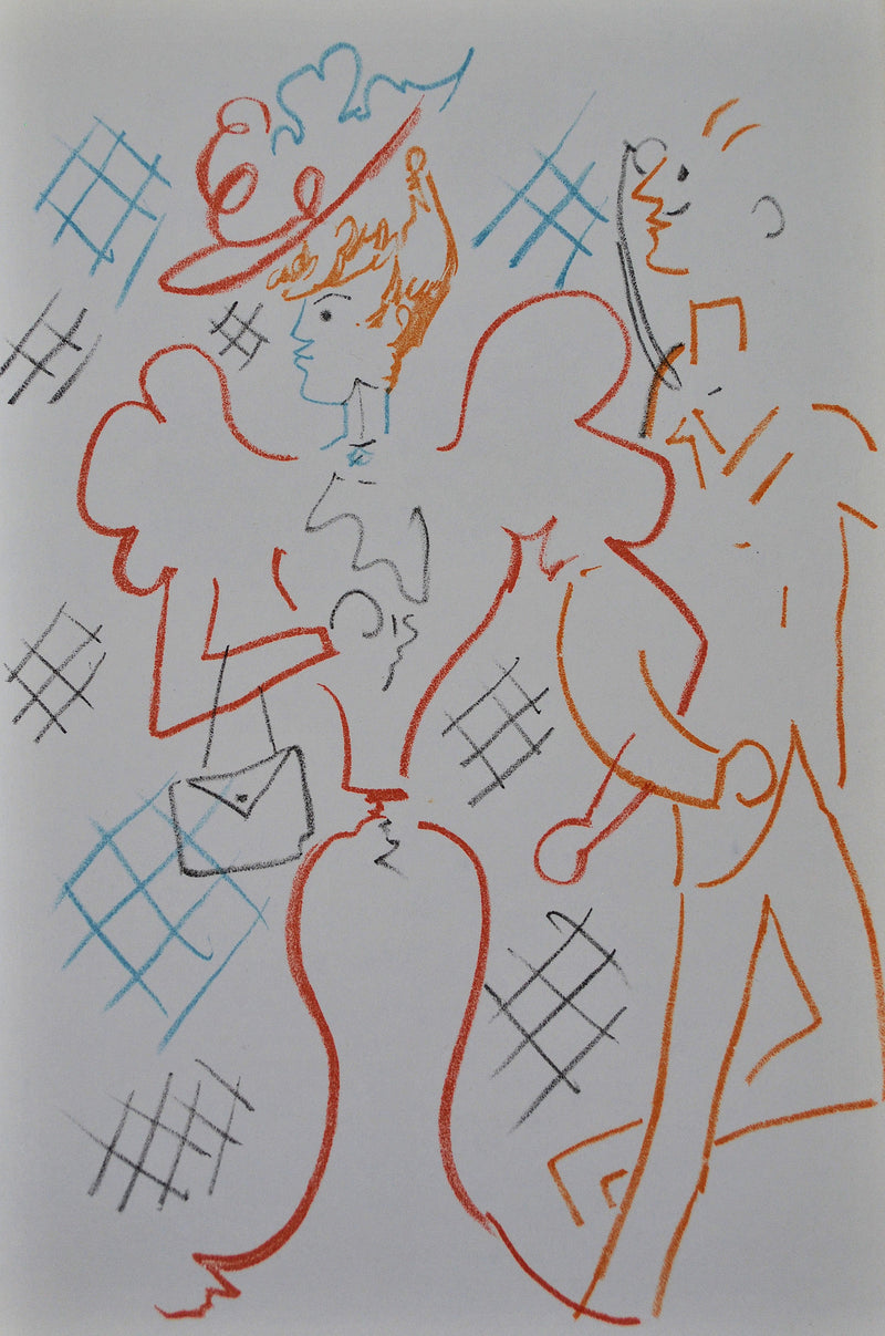 Jean COCTEAU : Elégante au chapea, Lithographie originale (vue générale) - Crédit photo : Galerie Art.Paris