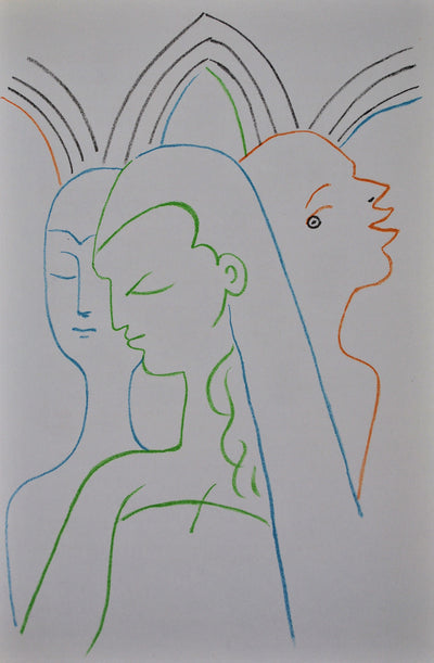 Jean COCTEAU : Les trois soeur, Lithographie originale (vue générale) - Crédit photo : Galerie Art.Paris