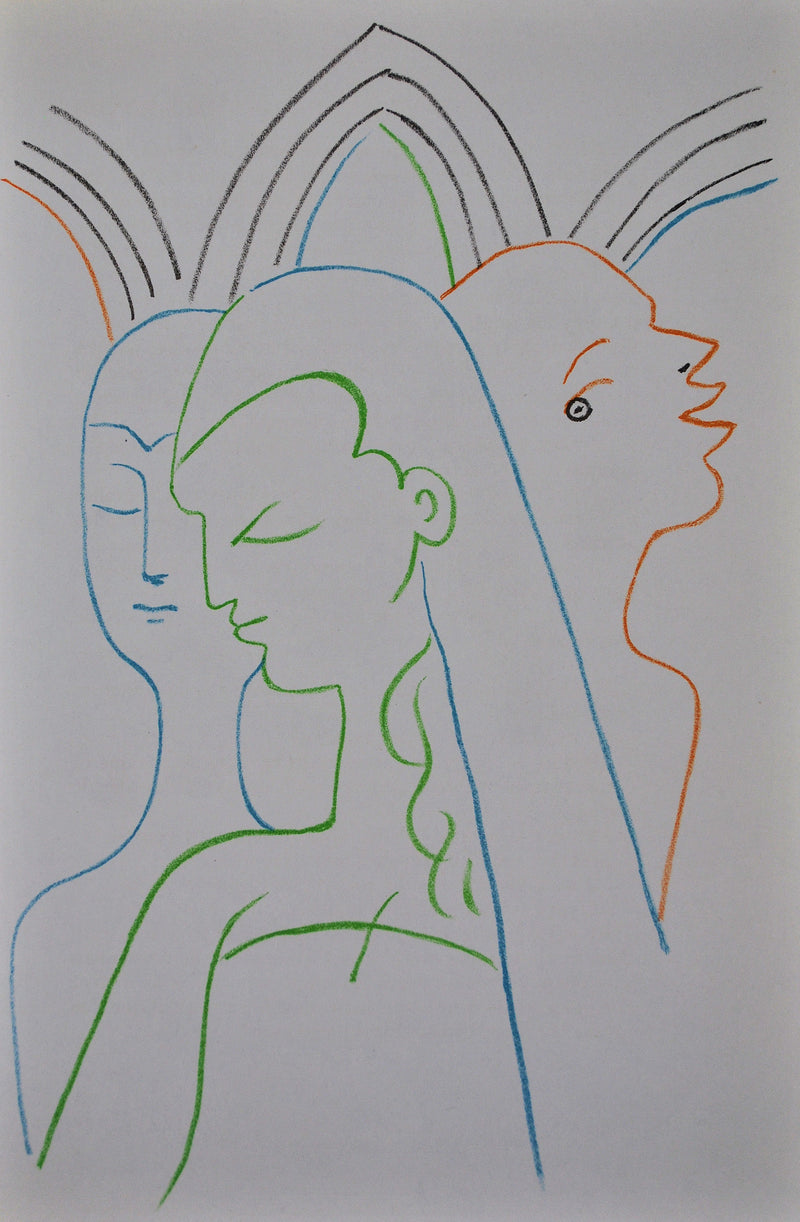 Jean COCTEAU : Les trois soeur, Lithographie originale (vue générale) - Crédit photo : Galerie Art.Paris