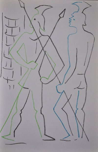 Jean COCTEAU : Les deux garde, Lithographie originale (vue générale) - Crédit photo : Galerie Art.Paris