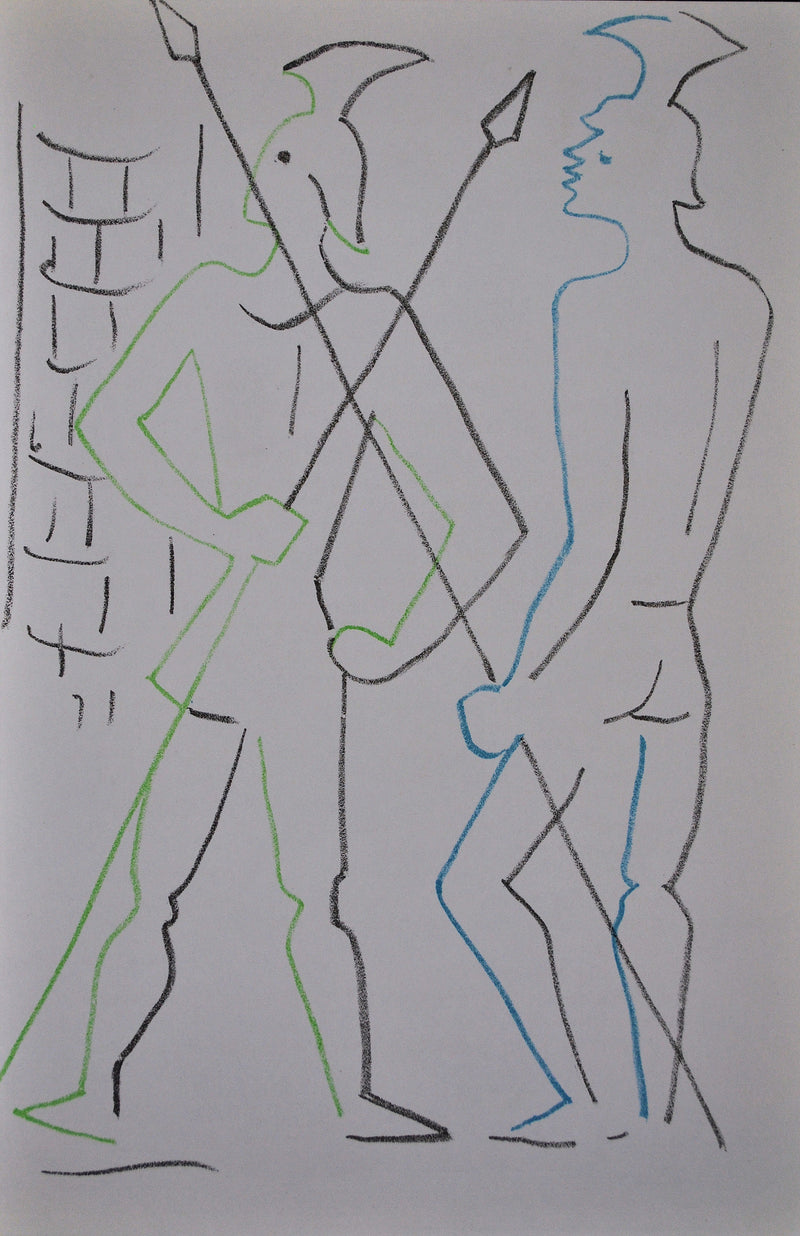 Jean COCTEAU : Les deux garde, Lithographie originale (vue générale) - Crédit photo : Galerie Art.Paris