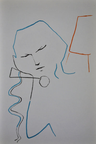 Jean COCTEAU : Le penseu, Lithographie originale (vue générale) - Crédit photo : Galerie Art.Paris