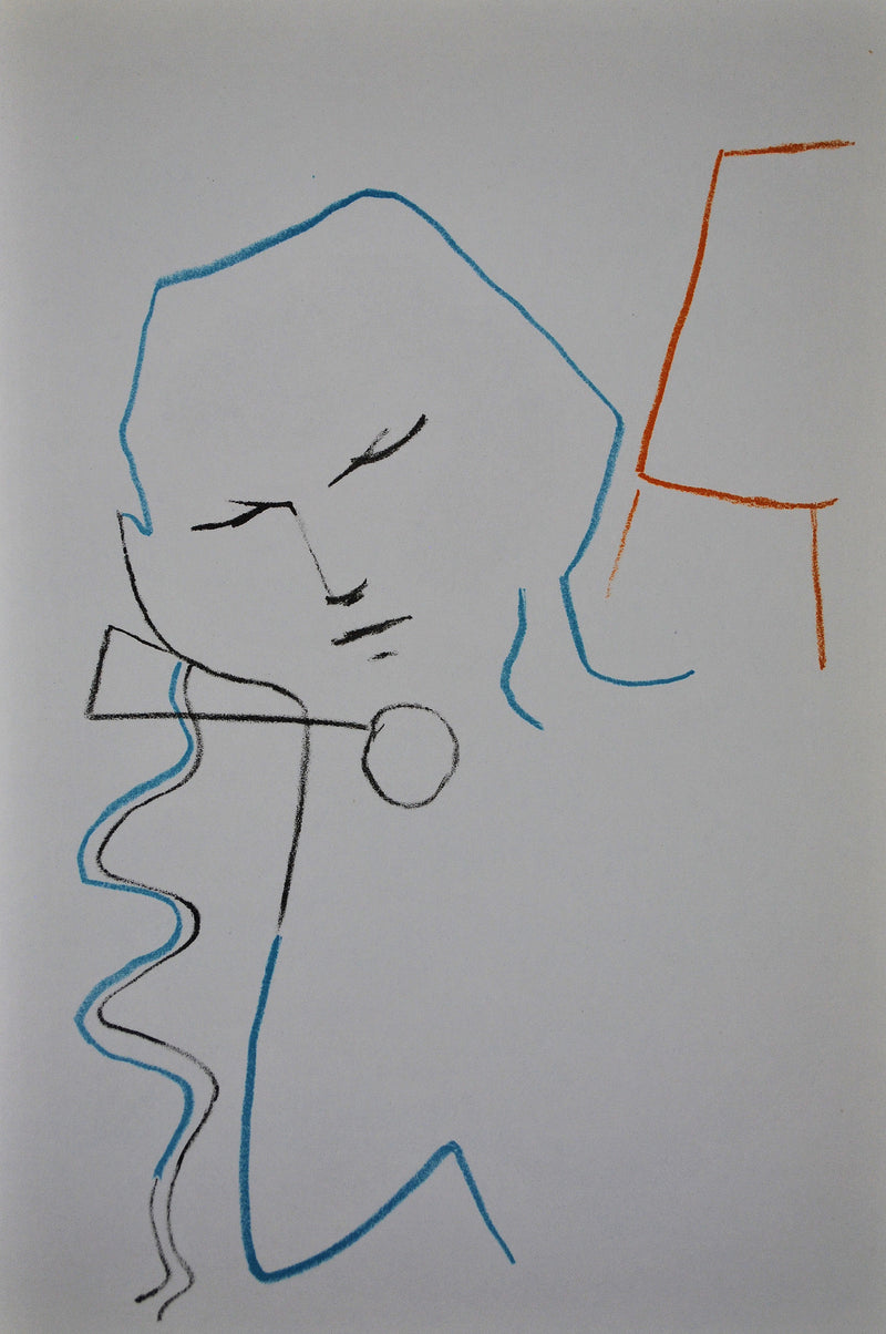 Jean COCTEAU : Le penseu, Lithographie originale (vue générale) - Crédit photo : Galerie Art.Paris