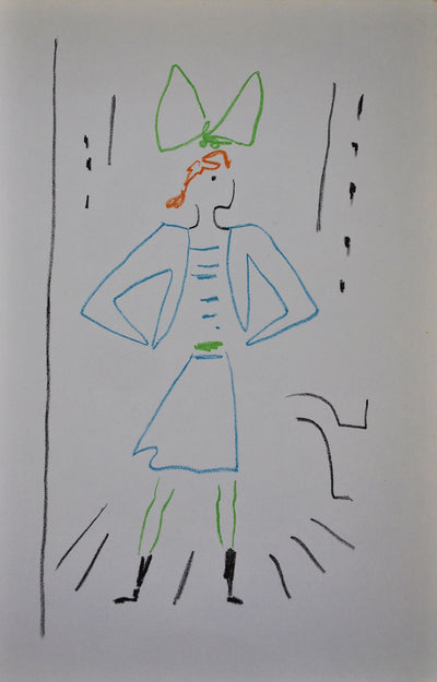 Jean COCTEAU : Jeune fille au noeu, Lithographie originale (vue générale) - Crédit photo : Galerie Art.Paris