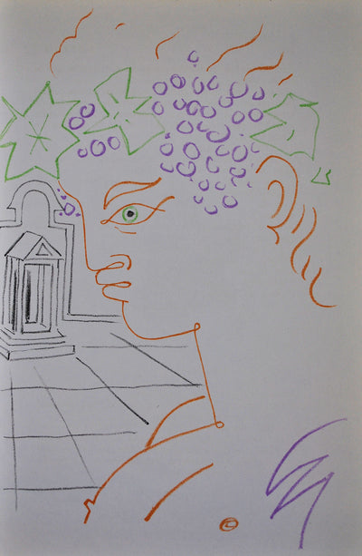 Jean COCTEAU : Le temple de Bacchu, Lithographie originale (vue générale) - Crédit photo : Galerie Art.Paris