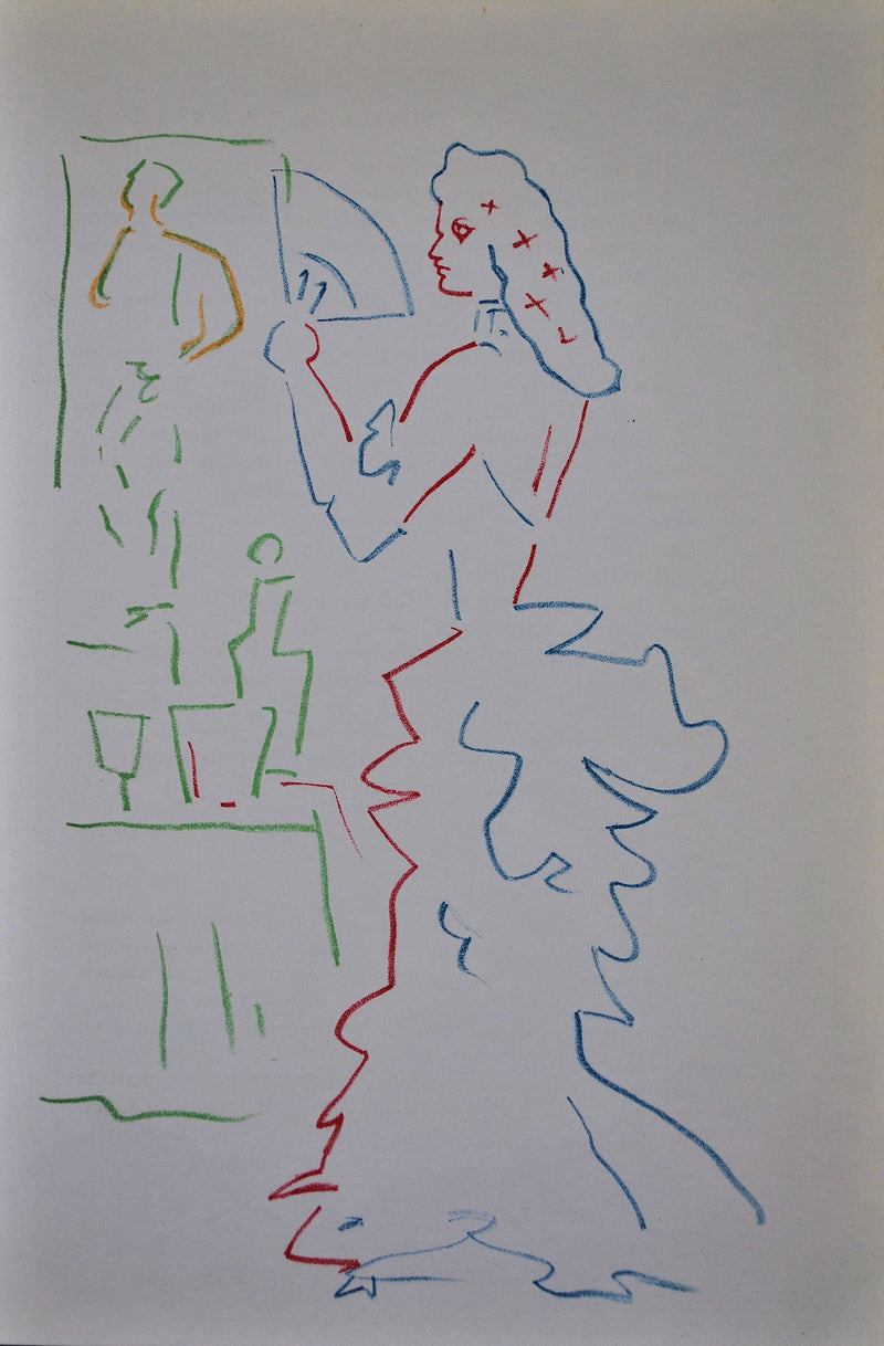 Jean COCTEAU : Elégante au ba, Lithographie originale (vue générale) - Crédit photo : Galerie Art.Paris