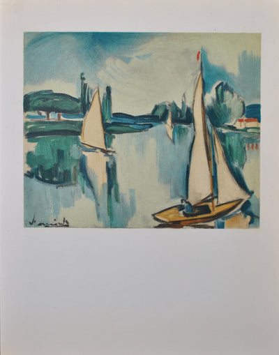 Maurice DE VLAMINCK : Voiliers sur la Seine, Lithographie originale (vue générale) - Crédit photo : Galerie Art.Paris