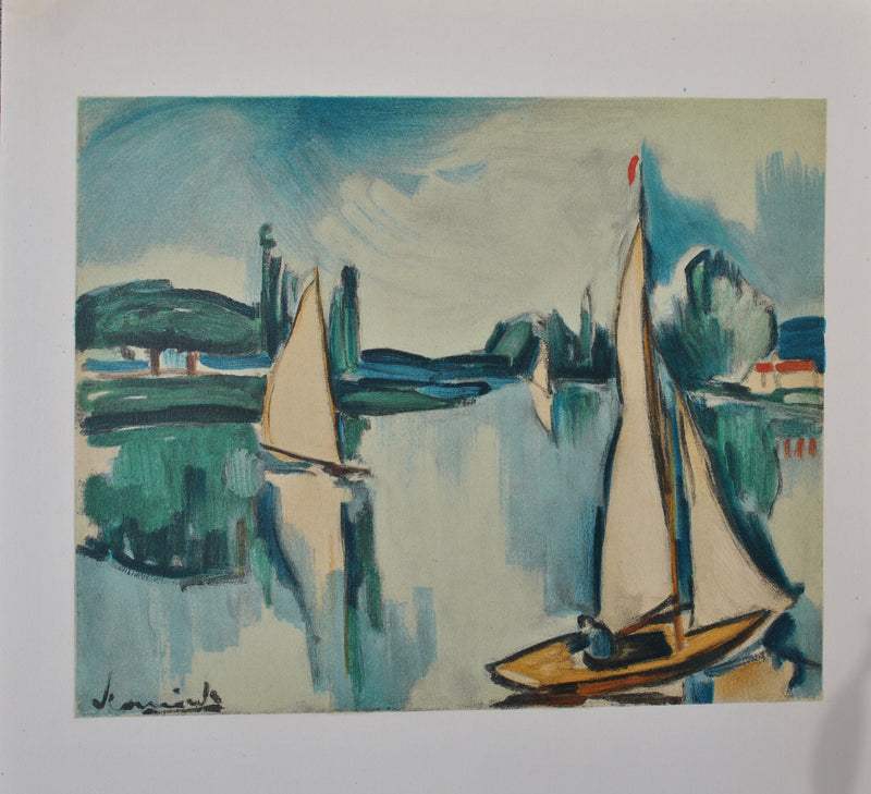 Maurice DE VLAMINCK : Voiliers sur la Seine, Lithographie originale (photo de détail 2) - Crédit photo : Galerie Art.Paris