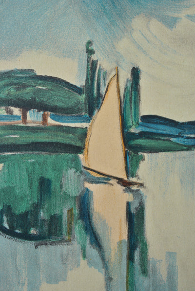 Maurice DE VLAMINCK : Voiliers sur la Seine, Lithographie originale (photo de détail 4) - Crédit photo : Galerie Art.Paris