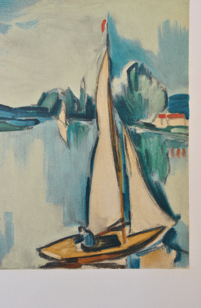 Maurice DE VLAMINCK : Voiliers sur la Seine, Lithographie originale (photo de détail 5) - Crédit photo : Galerie Art.Paris