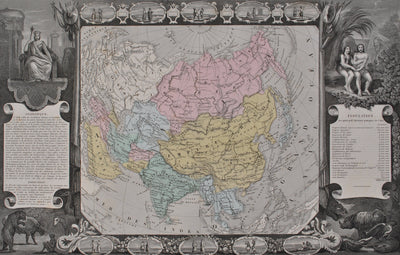 Victor LEVASSEUR : Carte ancienne de L'Asie, Gravure originale (photo de détail 2) - Crédit photo : Galerie Art.Paris