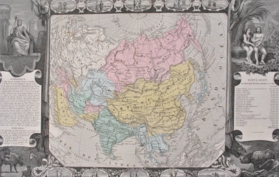 Victor LEVASSEUR : Carte ancienne de L'Asie, Gravure originale (photo de détail 4) - Crédit photo : Galerie Art.Paris