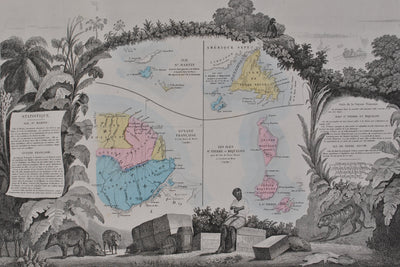 Victor LEVASSEUR : Carte ancienne des territoires français en Amérique, Gravure originale (photo de détail 2) - Crédit photo : Galerie Art.Paris