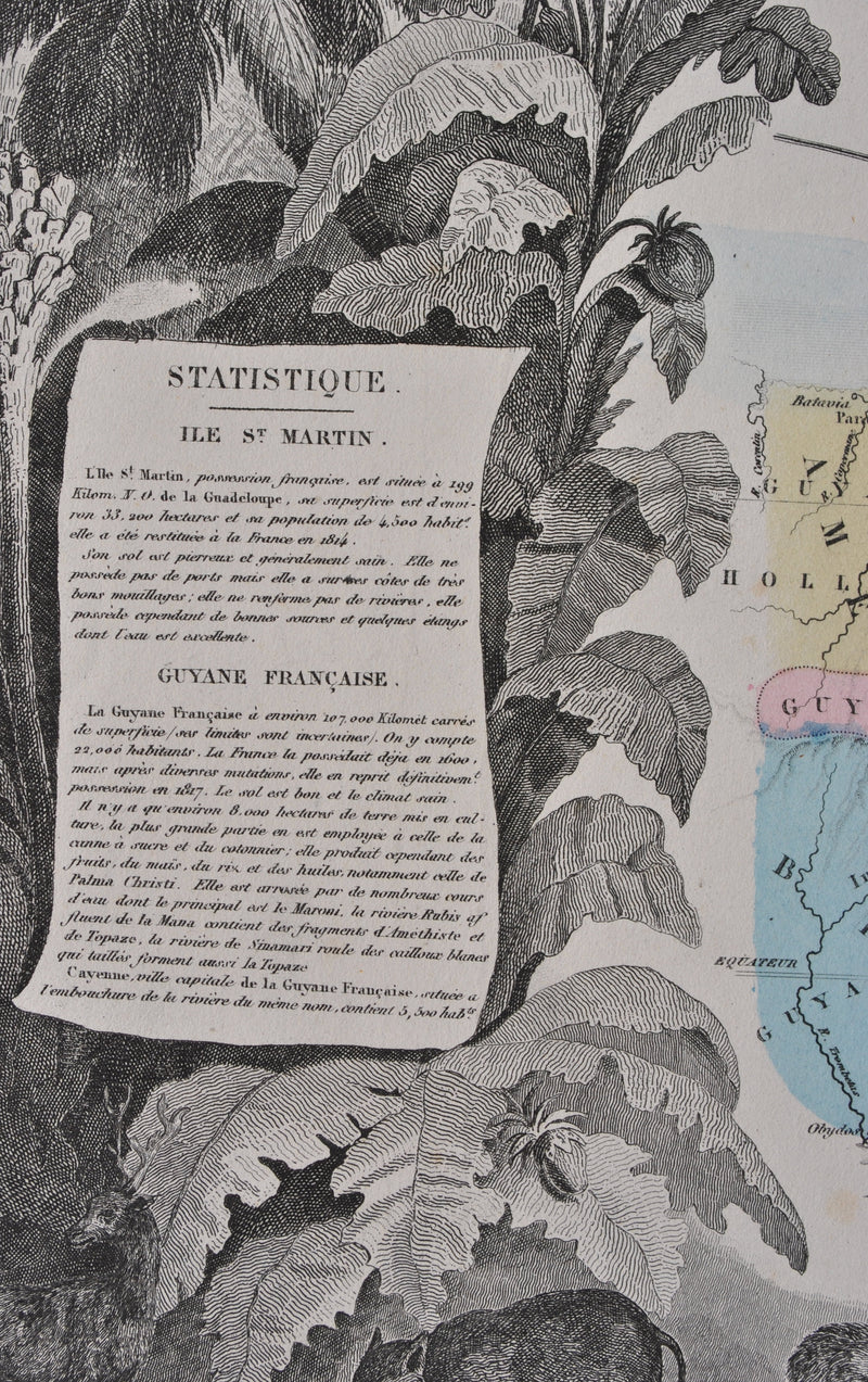 Victor LEVASSEUR : Carte ancienne des territoires français en Amérique, Gravure originale (photo de détail 3) - Crédit photo : Galerie Art.Paris