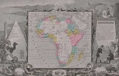 Victor LEVASSEUR : Carte ancienne de l'Afriqu, Gravure originale (photo de détail 2) - Crédit photo : Galerie Art.Paris