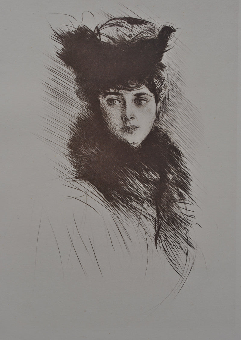 Paul César HELLEU : La comtesse de San Maritno, Héliogravure originale (photo de détail 2) - Crédit photo : Galerie Art.Paris