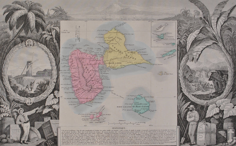 Victor LEVASSEUR : Carte ancienne des Colonies française, Gravure originale (photo de détail 2) - Crédit photo : Galerie Art.Paris