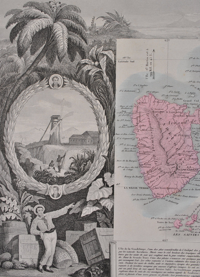 Victor LEVASSEUR : Carte ancienne des Colonies française, Gravure originale (photo de détail 3) - Crédit photo : Galerie Art.Paris