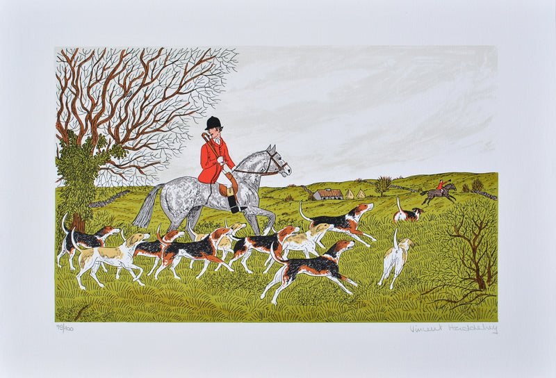 Vincent HADDELSEY : La chasse à courre, Lithographie originale (vue générale) - Crédit photo : Galerie Art.Paris