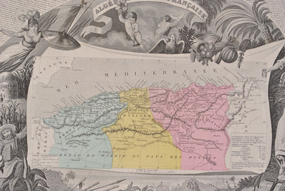 Victor LEVASSEUR : Carte ancienne de  l'Algérie Français, Gravure originale (photo de détail 3) - Crédit photo : Galerie Art.Paris