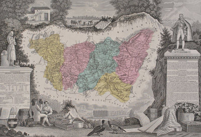 Victor LEVASSEUR : France, Carte ancienne des Vosges, Gravure originale (photo de détail 2) - Crédit photo : Galerie Art.Paris