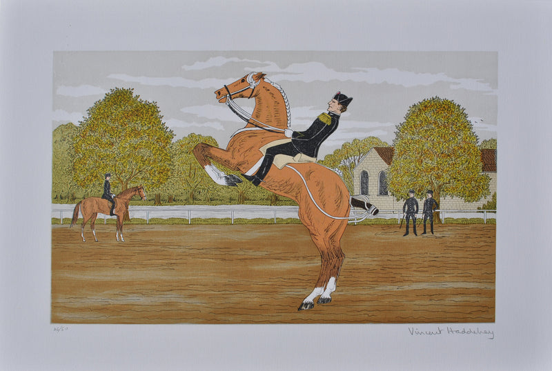 Vincent HADDELSEY : Cavalier à Saumur, Lithographie originale (vue générale) - Crédit photo : Galerie Art.Paris