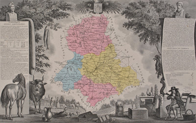 Victor LEVASSEUR : France, Carte ancienne de la Haute Vienne, Gravure originale (photo de détail 2) - Crédit photo : Galerie Art.Paris