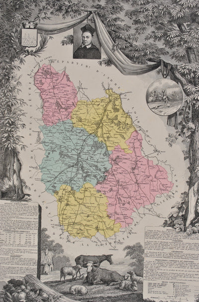 Victor LEVASSEUR : France, Carte ancienne de la Vienne, Gravure originale (photo de détail 5) - Crédit photo : Galerie Art.Paris