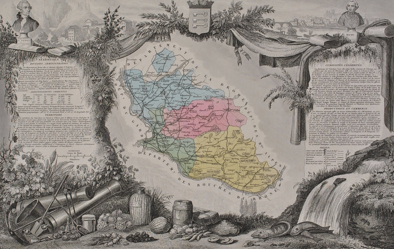 Victor LEVASSEUR : France, Carte ancienne du Vaucluse, Gravure originale (photo de détail 2) - Crédit photo : Galerie Art.Paris