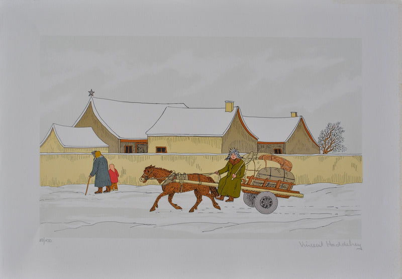 Vincent HADDELSEY : Hiver en Ukraine, Lithographie originale (vue générale) - Crédit photo : Galerie Art.Paris