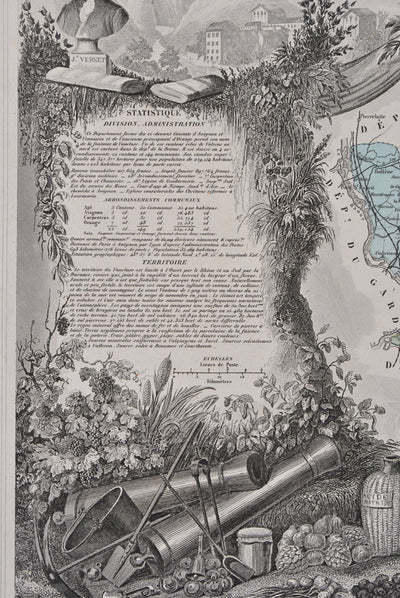 Victor LEVASSEUR : France, Carte ancienne du Vaucluse, Gravure originale (photo de détail 4) - Crédit photo : Galerie Art.Paris