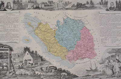 Victor LEVASSEUR : France, Carte ancienne de la Vendée, Gravure originale (photo de détail 2) - Crédit photo : Galerie Art.Paris