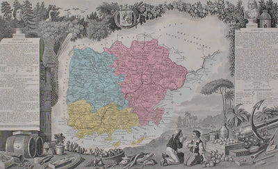 Victor LEVASSEUR : France, Carte ancienne du Var, Gravure originale (photo de détail 2) - Crédit photo : Galerie Art.Paris