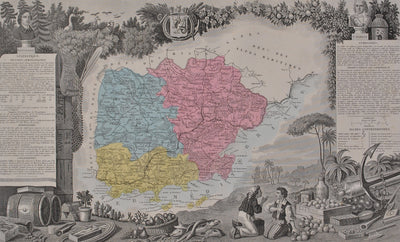 Victor LEVASSEUR : France, Carte ancienne du Var, Gravure originale (photo de détail 3) - Crédit photo : Galerie Art.Paris