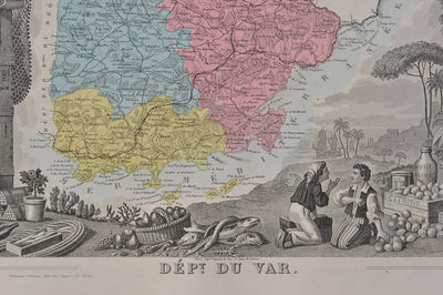 Victor LEVASSEUR : France, Carte ancienne du Var, Gravure originale (photo de détail 4) - Crédit photo : Galerie Art.Paris