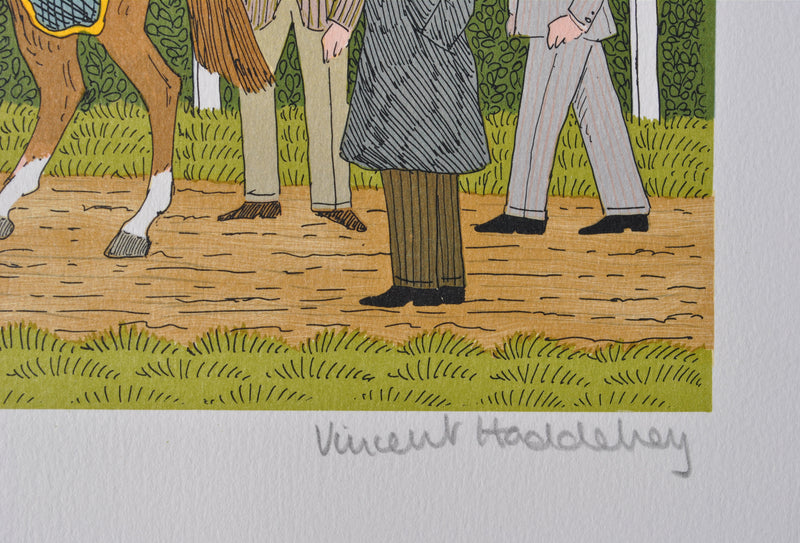 Vincent HADDELSEY : Le favori à Longchamp, Lithographie originale signée