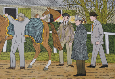 Vincent HADDELSEY : Le favori à Longchamp, Lithographie originale signée