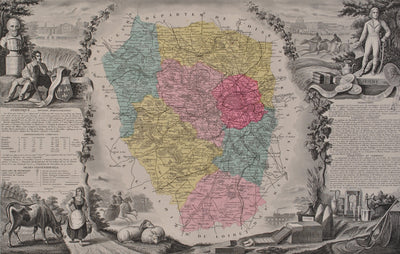 Victor LEVASSEUR : France, Carte ancienne de Seine et Oise, Gravure originale (photo de détail 2) - Crédit photo : Galerie Art.Paris