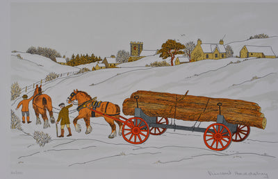 Vincent HADDELSEY : Attelage en hiver, Lithographie originale signée