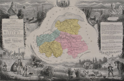 Victor LEVASSEUR : France, Carte ancienne de la Haute Savoie, Gravure originale (photo de détail 2) - Crédit photo : Galerie Art.Paris