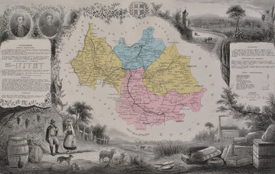 Victor LEVASSEUR : France, Carte ancienne de la Savoie, Gravure originale (photo de détail 2) - Crédit photo : Galerie Art.Paris