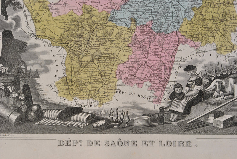 Victor LEVASSEUR : France, Carte ancienne de la Sarthe, Gravure originale (photo de détail 3) - Crédit photo : Galerie Art.Paris