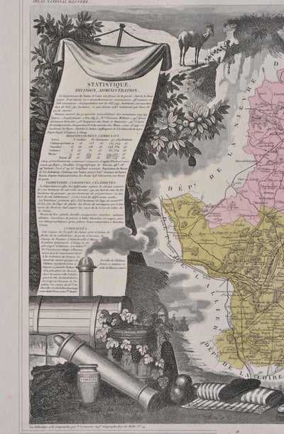 Victor LEVASSEUR : France, Carte ancienne de la Saône et Loire, Gravure originale (photo de détail 4) - Crédit photo : Galerie Art.Paris