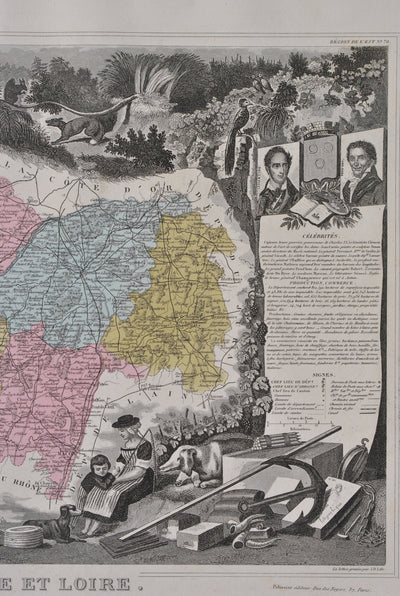 Victor LEVASSEUR : France, Carte ancienne de la Saône et Loire, Gravure originale (photo de détail 5) - Crédit photo : Galerie Art.Paris