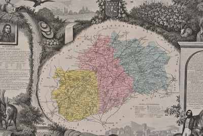 Victor LEVASSEUR : France, Carte ancienne de la Haute Saône, Gravure originale (photo de détail 6) - Crédit photo : Galerie Art.Paris