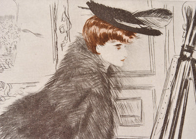 Paul César HELLEU : Elégante au chapeau, Héliogravure originale (photo de détail 3) - Crédit photo : Galerie Art.Paris